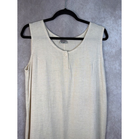 VTG‎ 90's Magic Linen Cotton Blend Dress Set Embroidered Size Small Beige Floral - Picture 4 of 9